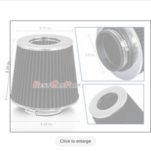 BLACK 3.5" 89mm Cold Air Intake Cone Replacement