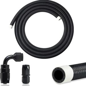 2.5FT 6AN Fuel Line Kit,3/8 inch 6AN Fuel Hose with Hose Fitting (0 Degree and 90 Degree), CPE