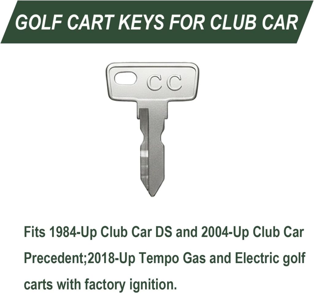 Hather GCK03 Replacement Golf Cart Ignition Key for Club Car, Fits 1984-Up DS, 2004-Up Precedent, 2018-Up Tempo